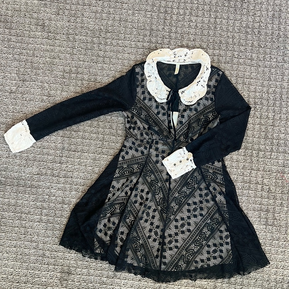 Free People Talk That Talk Black Lace Dress